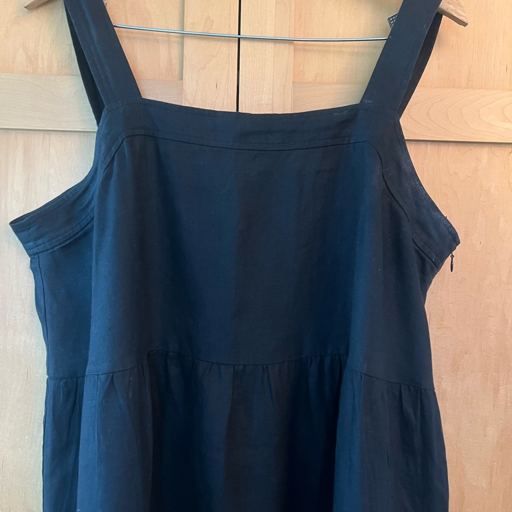 Eileen Fisher Black Linen Sleeveless Tiered Midi Dress - Picture 3 of 8